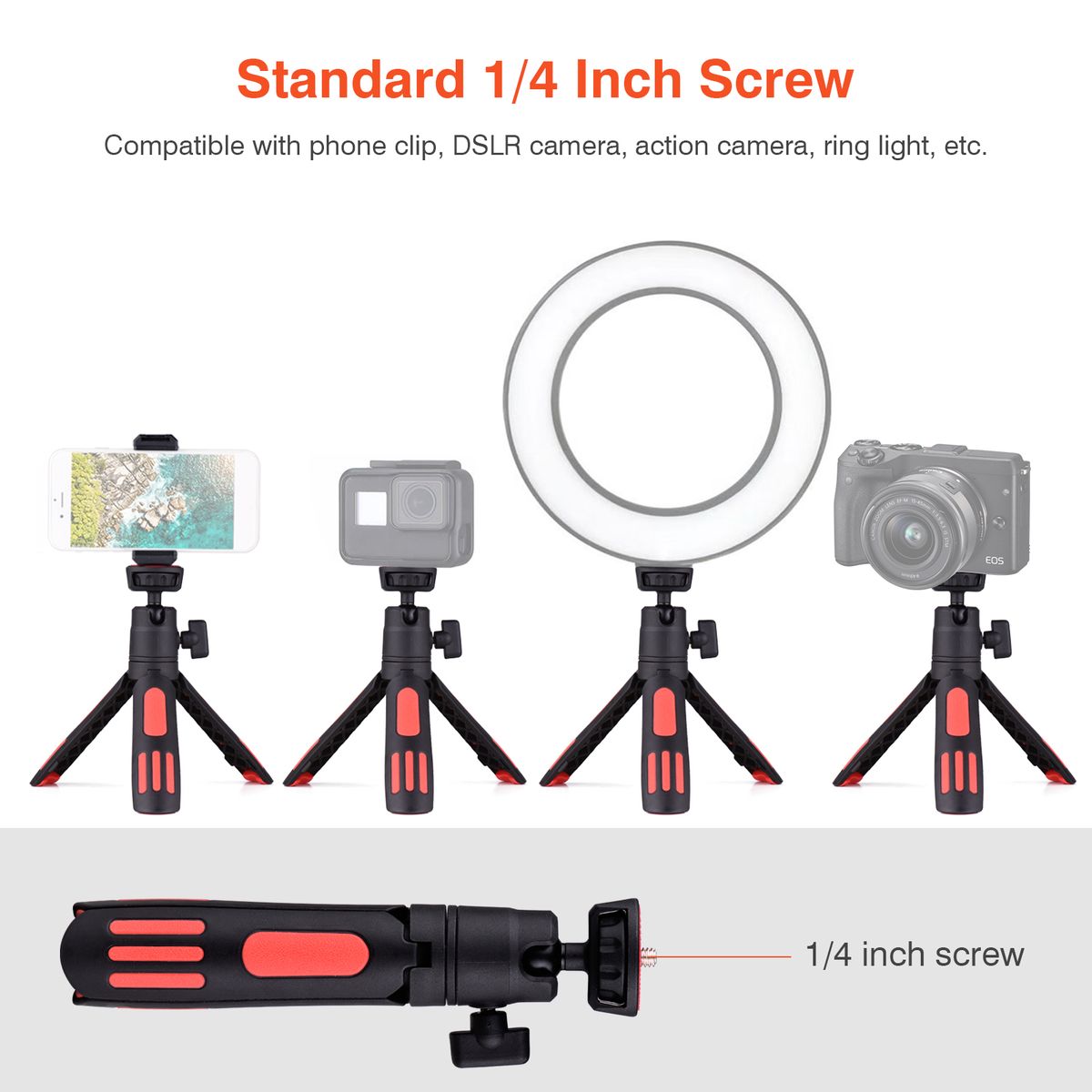 Andoer M12 Portable Mini Tripod 3 Sections Extendable With