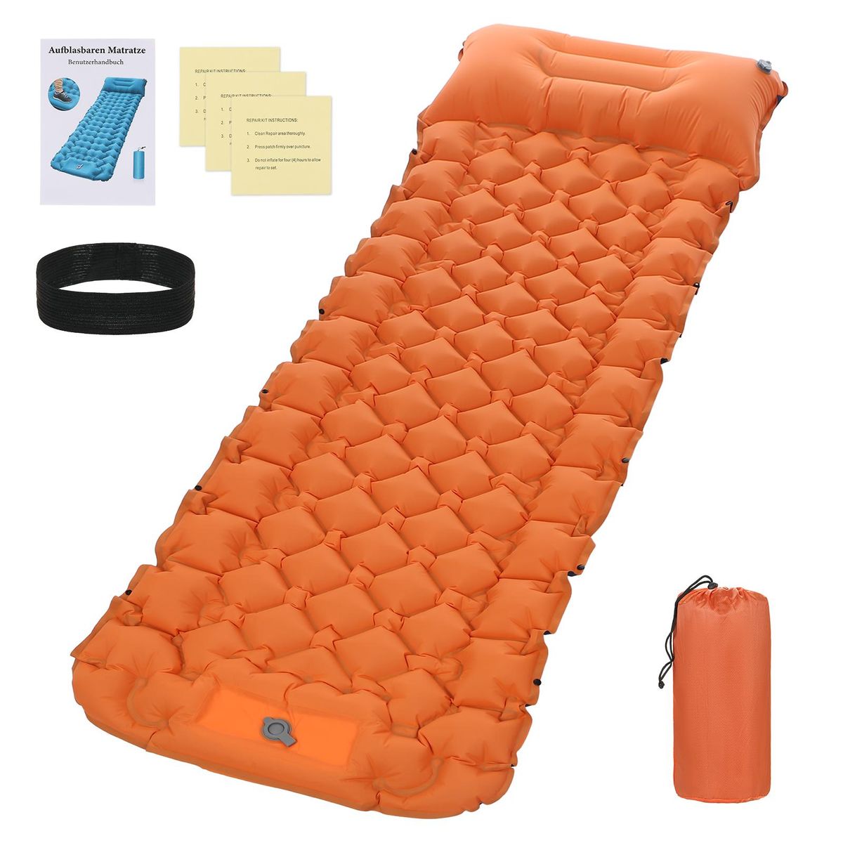 Camping Sleeping Pad with Pillow Built-in Pump Ultralight Inflatable Sleeping Mat Waterproof Camping Air Mattress for Backpacking Hiking Tent Traveling