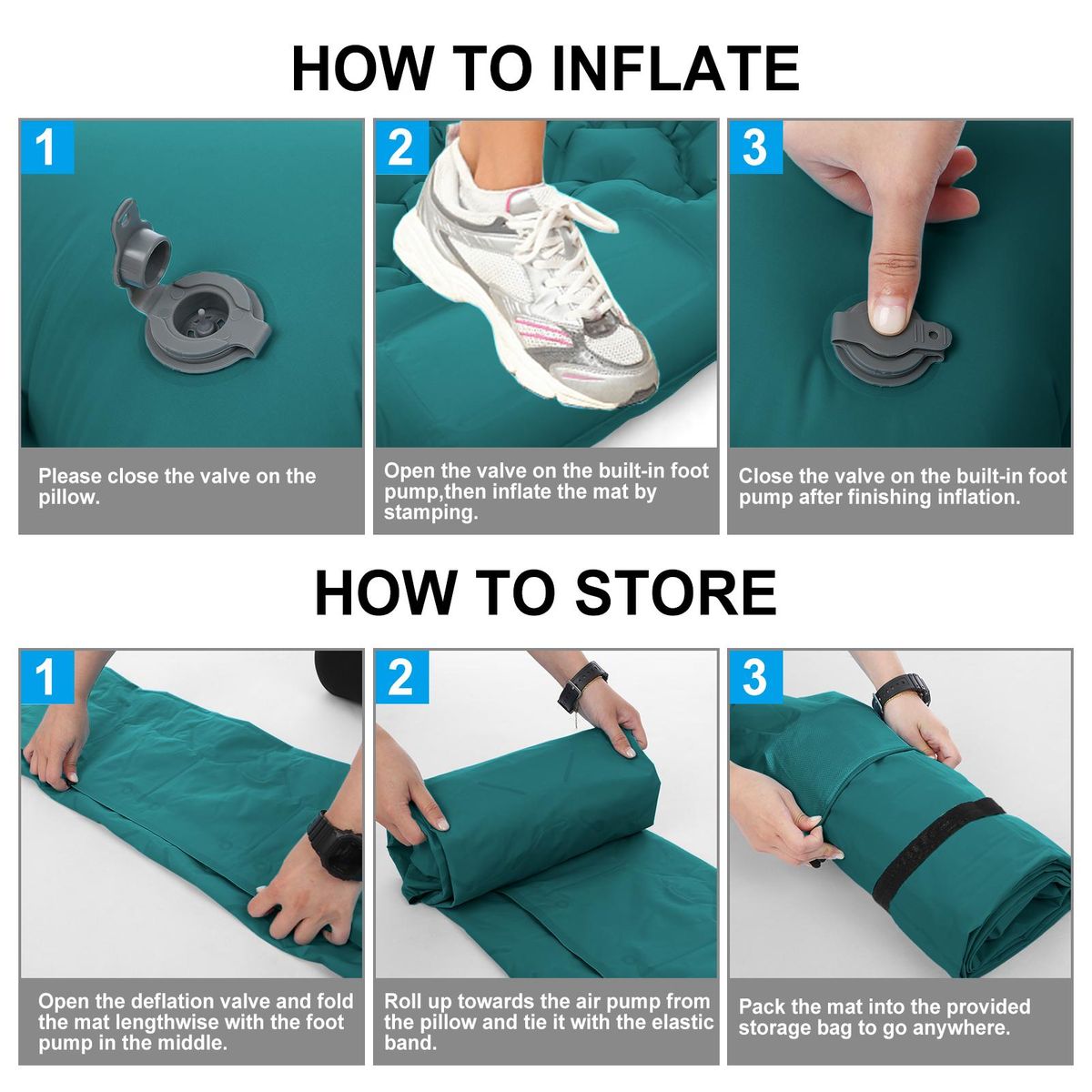 Camping Sleeping Pad with Pillow Built-in Pump Ultralight Inflatable Sleeping Mat Waterproof Camping Air Mattress for Backpacking Hiking Tent Traveling