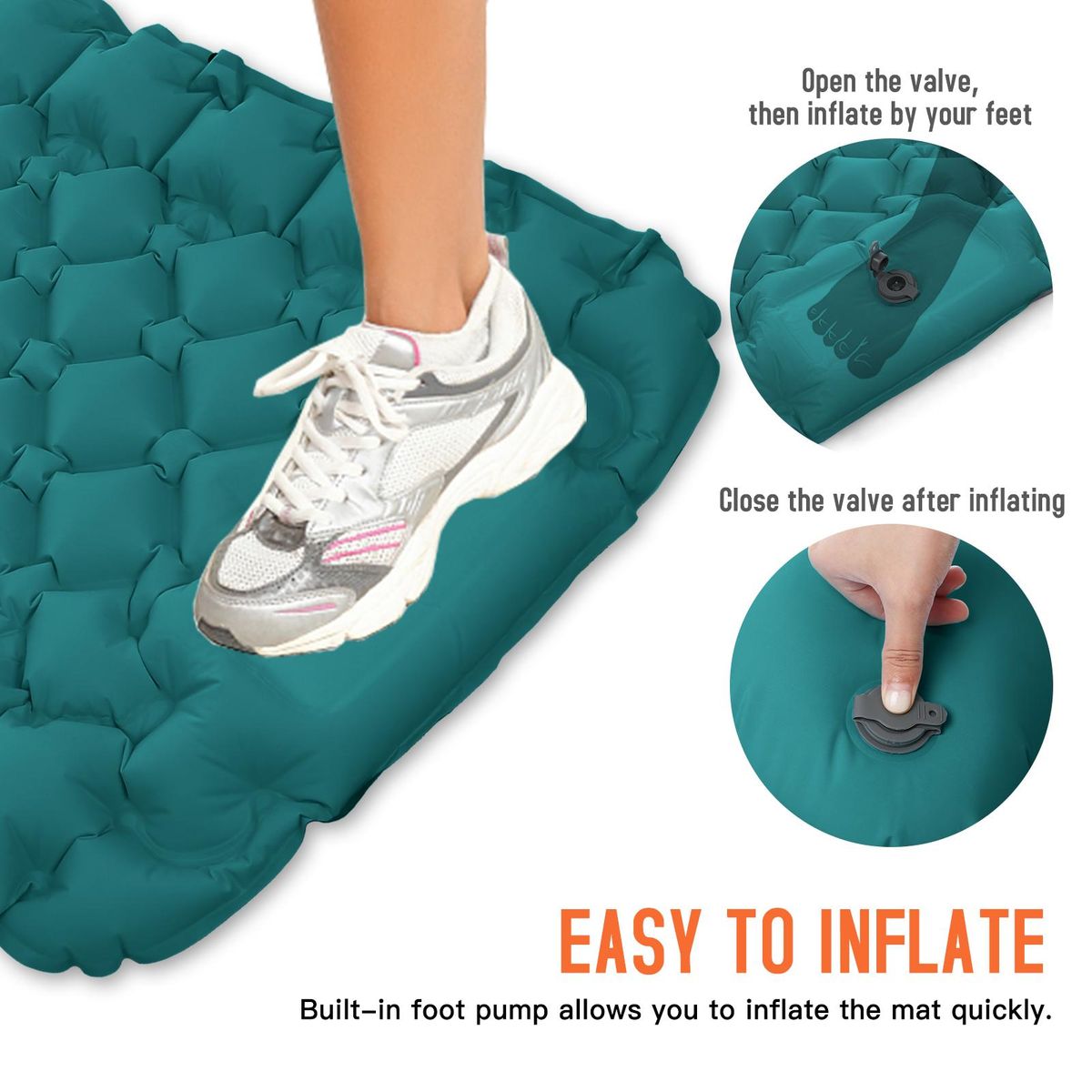 Camping Sleeping Pad with Pillow Built-in Pump Ultralight Inflatable Sleeping Mat Waterproof Camping Air Mattress for Backpacking Hiking Tent Traveling