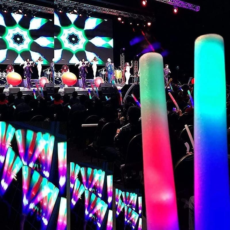 12Pcs Light Up Foam Sticks,LED Foam Sticks Glow Batons with