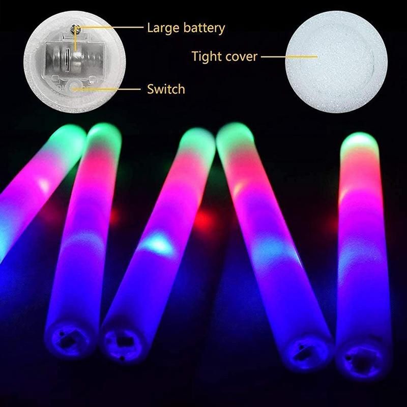 12Pcs Light Up Foam Sticks,LED Foam Sticks Glow Batons with