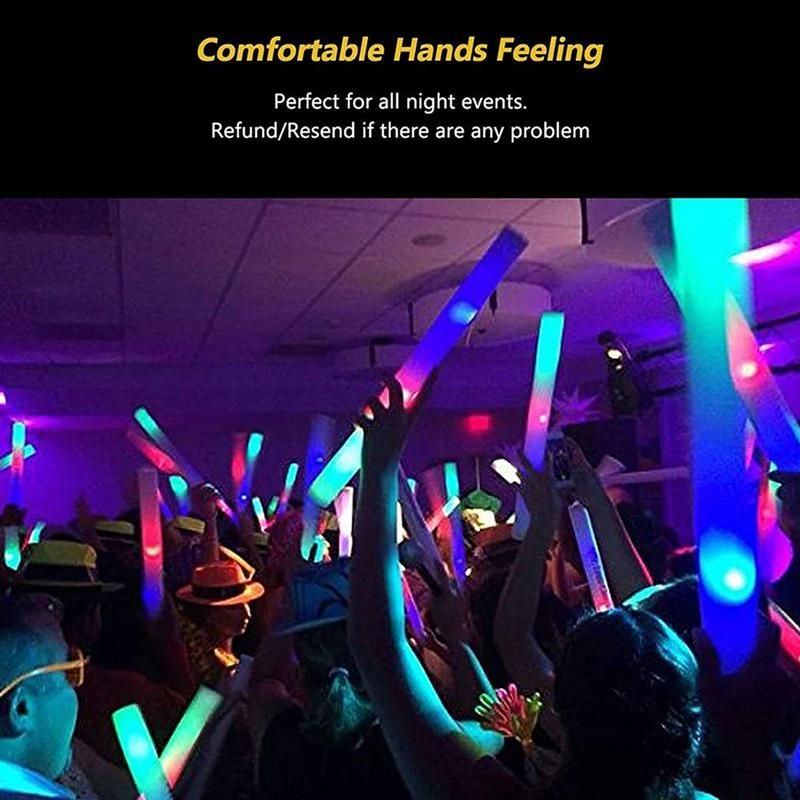 12Pcs Light Up Foam Sticks,LED Foam Sticks Glow Batons with