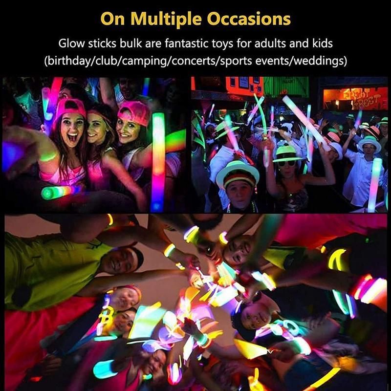 12Pcs Light Up Foam Sticks,LED Foam Sticks Glow Batons with