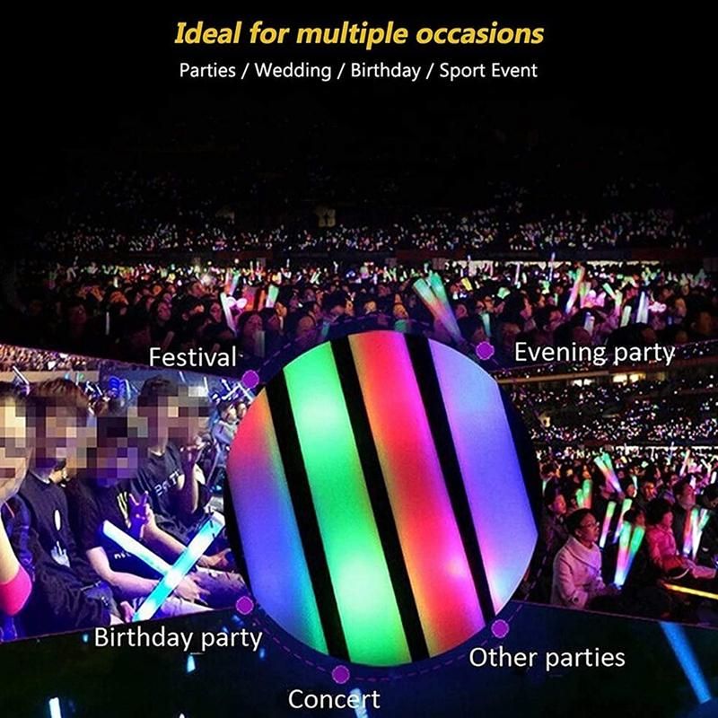 12Pcs Light Up Foam Sticks,LED Foam Sticks Glow Batons with