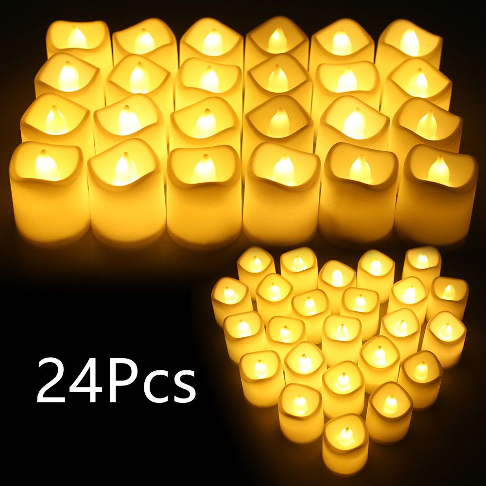 24Pcs Flameless LED Tea Lights Electric Flickering Tealight