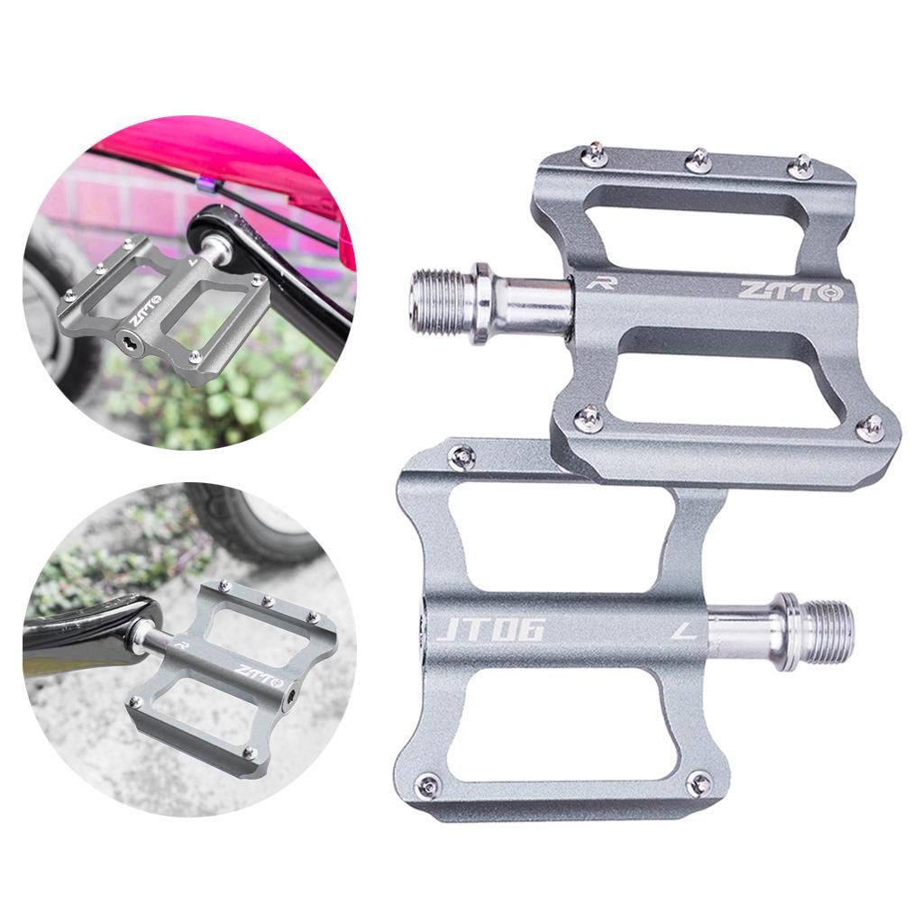 Flat Non-Slip Extra Wide MTB Bicycle Platform Pedal For 9/16'' Silver