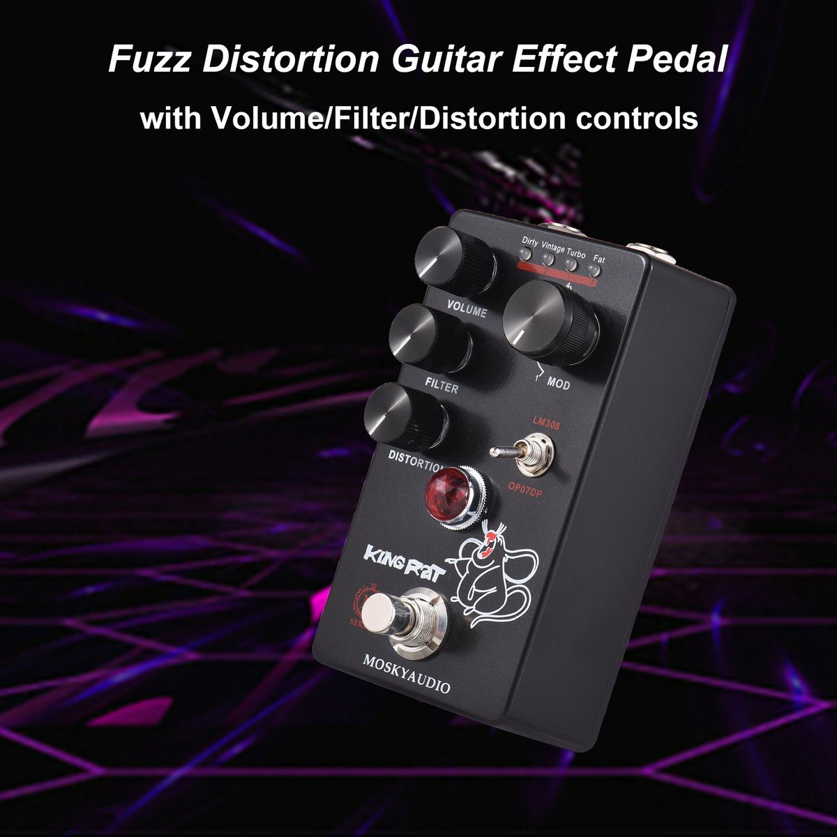 MOSKYAudio Fuzz Distortion Guitar Effect Pedal 4 Mode