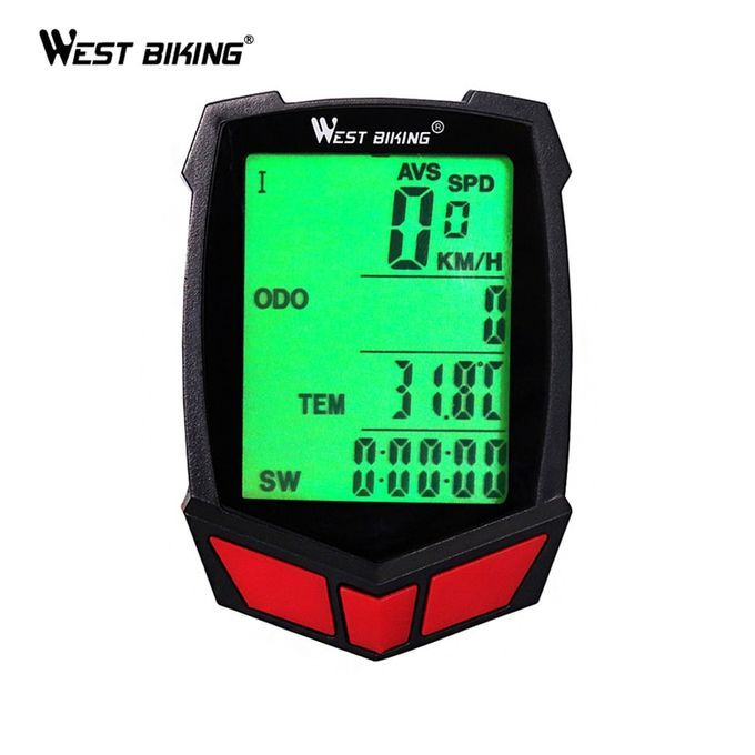 Bike Computer Waterproof 20 Functions Speedometer Odometer Cycling Luminous LED Wired/ Wireless MTB Bike Stopwatch(#Black Red Wired)
