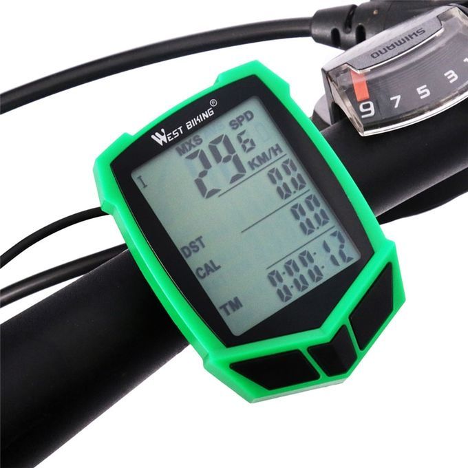Bike Computer Waterproof 20 Functions Speedometer Odometer Cycling Luminous LED Wired/ Wireless MTB Bike Stopwatch(#Black Red Wired)