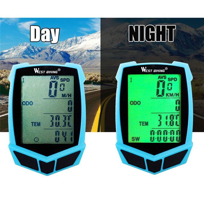 Bike Computer Waterproof 20 Functions Speedometer Odometer Cycling Luminous LED Wired/ Wireless MTB Bike Stopwatch(#Black Red Wired)