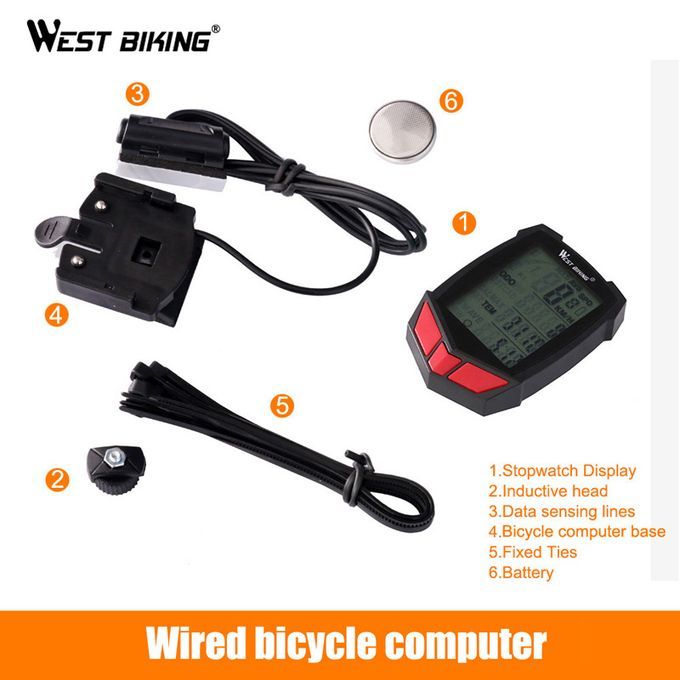 Bike Computer Waterproof 20 Functions Speedometer Odometer Cycling Luminous LED Wired/ Wireless MTB Bike Stopwatch(#Black Red Wired)