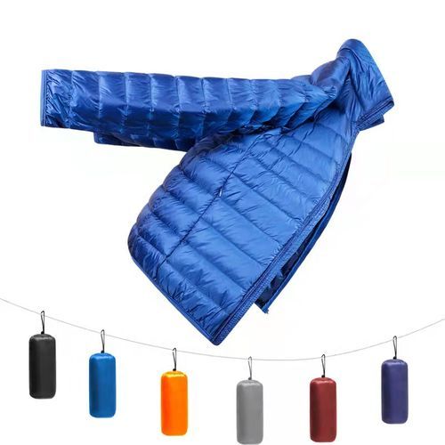 Packable Down Jacket Men Casual Light Coat Windproof White Duck Down Jacket