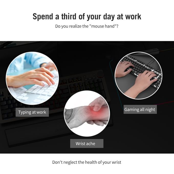 Ajazz Mechanical Keyboard Wrist Pad Ergonomic-Black