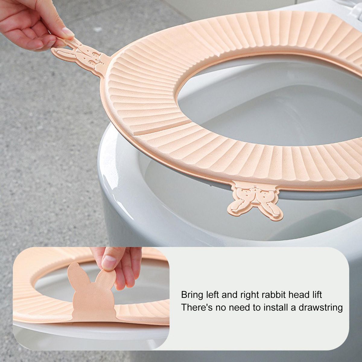 Toilet Seat Pad Cartoon Rabbit Head Folding Toilet Seat Pad Closestool Warmer Hot  Pink