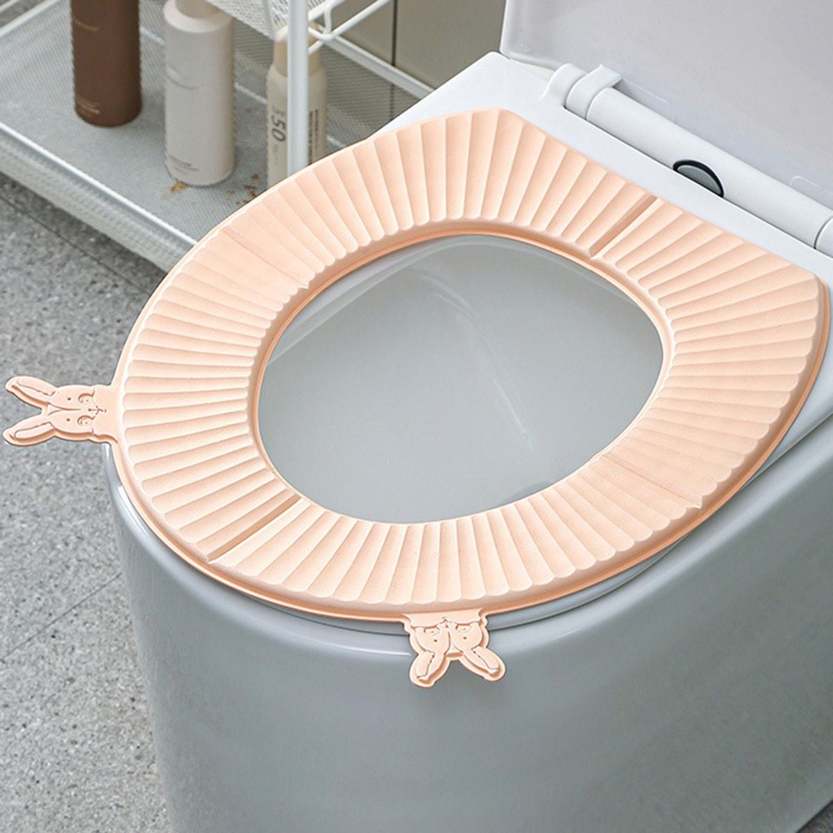 Toilet Seat Pad Cartoon Rabbit Head Folding Toilet Seat Pad Closestool Warmer Hot  Pink