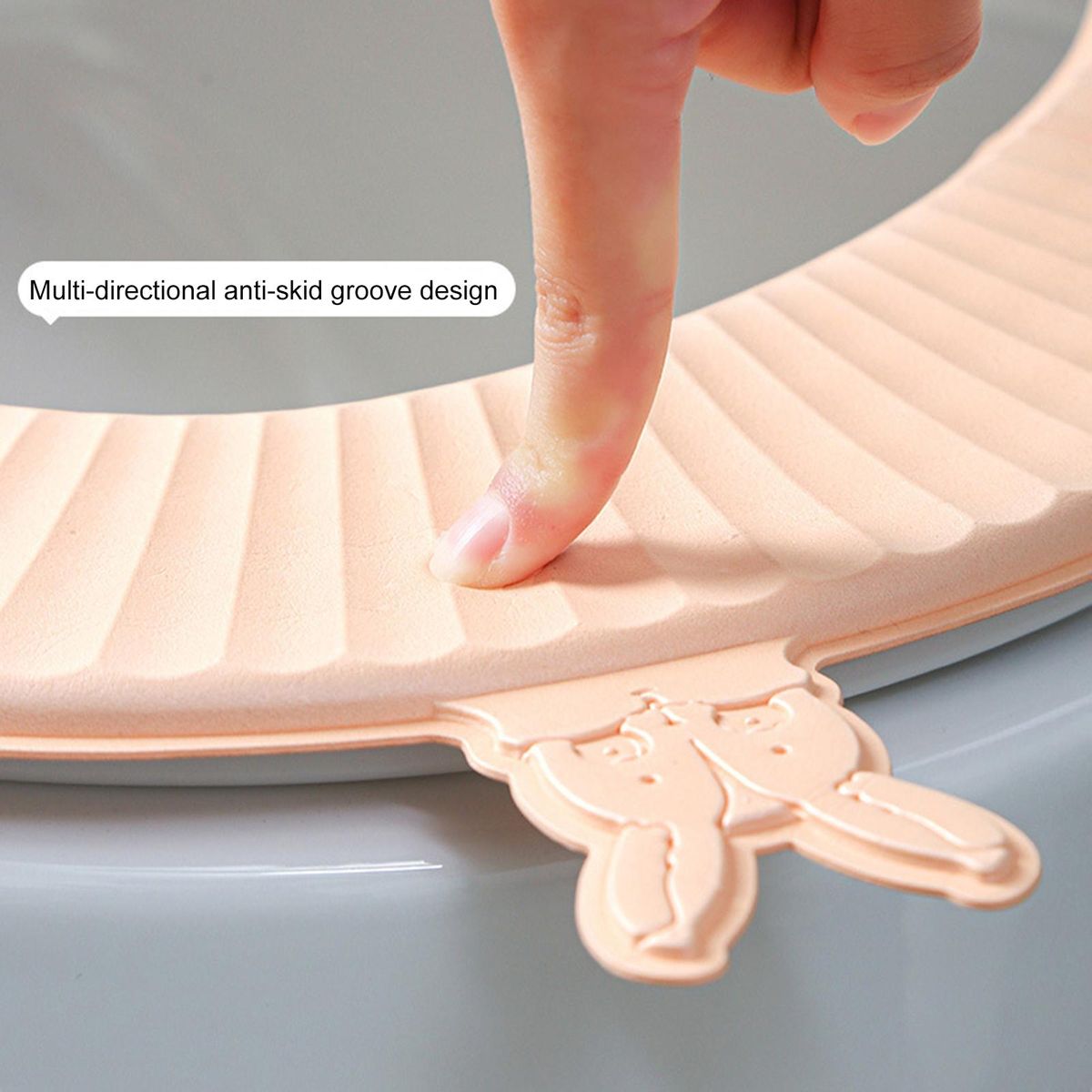 Toilet Seat Pad Cartoon Rabbit Head Folding Toilet Seat Pad Closestool Warmer Hot  Pink