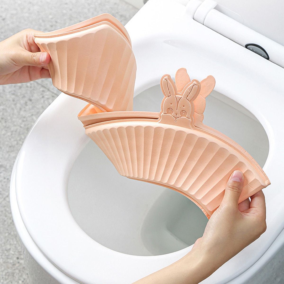 Toilet Seat Pad Cartoon Rabbit Head Folding Toilet Seat Pad Closestool Warmer Hot  Pink