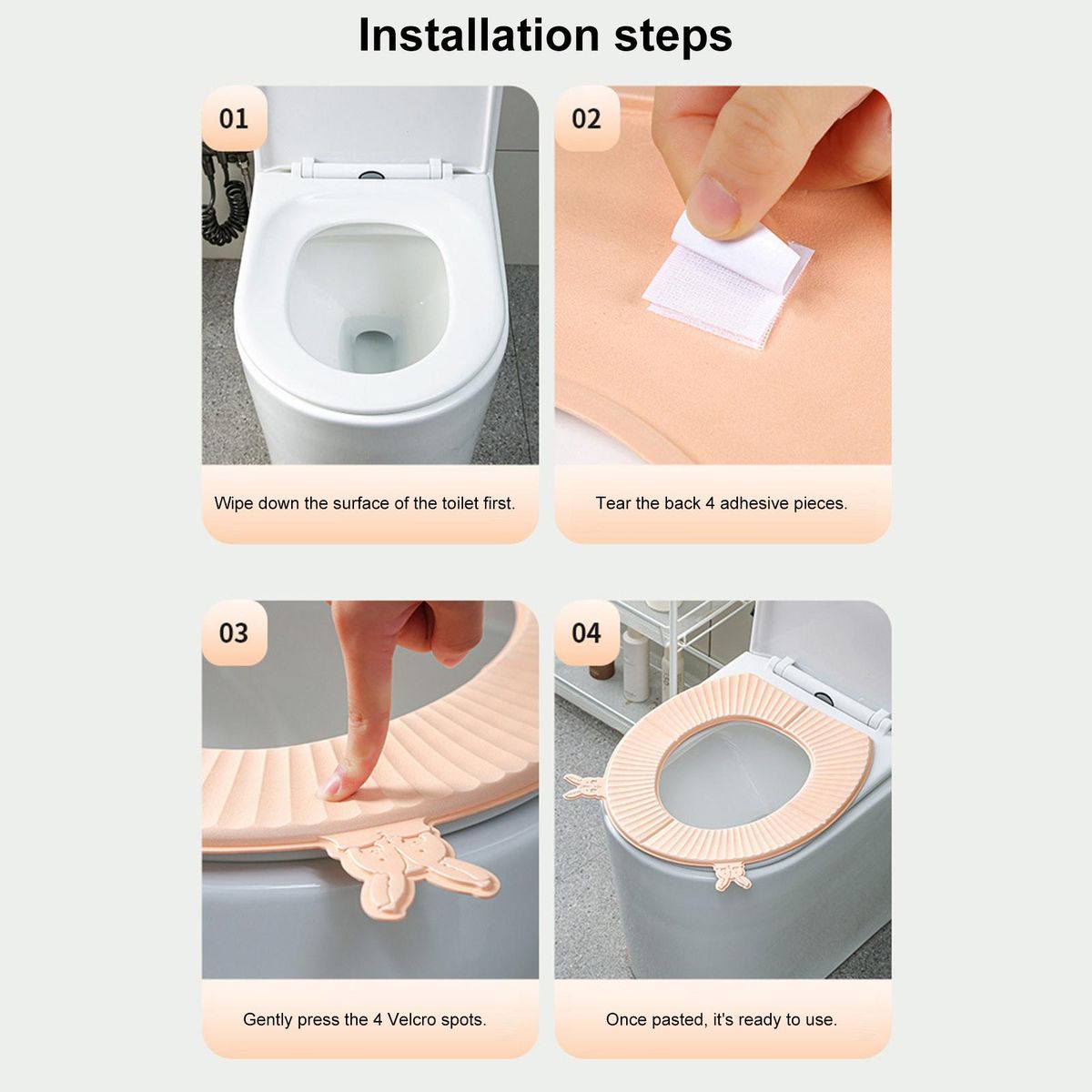 Toilet Seat Pad Cartoon Rabbit Head Folding Toilet Seat Pad Closestool Warmer Hot  Pink