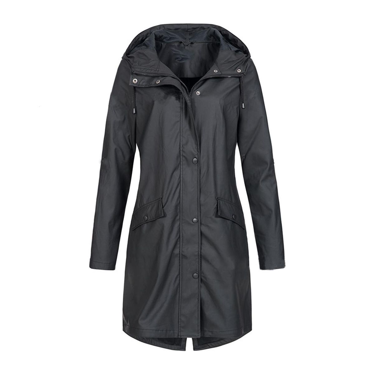 Women Rain Jacket Raincoat Waterproof Winter For Camping 4XL Black