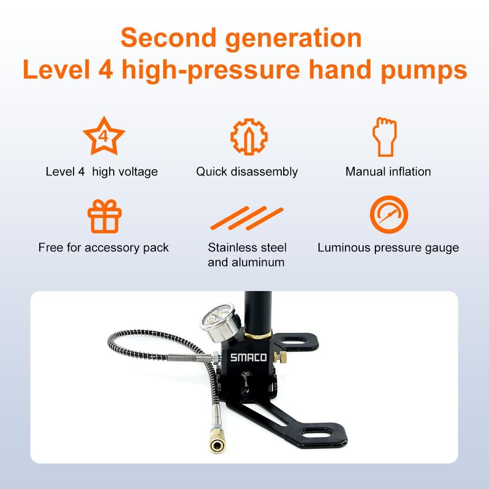 SMACO High Pressure Hand Pump Diving Oxygen Cylinder Inflator Operated Air Pump Compressor oxygen cylinder diving bottle