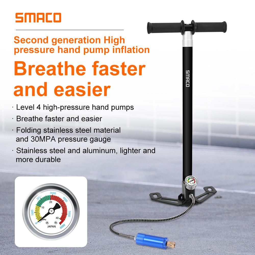 SMACO High Pressure Hand Pump Diving Oxygen Cylinder Inflator Operated Air Pump Compressor oxygen cylinder diving bottle