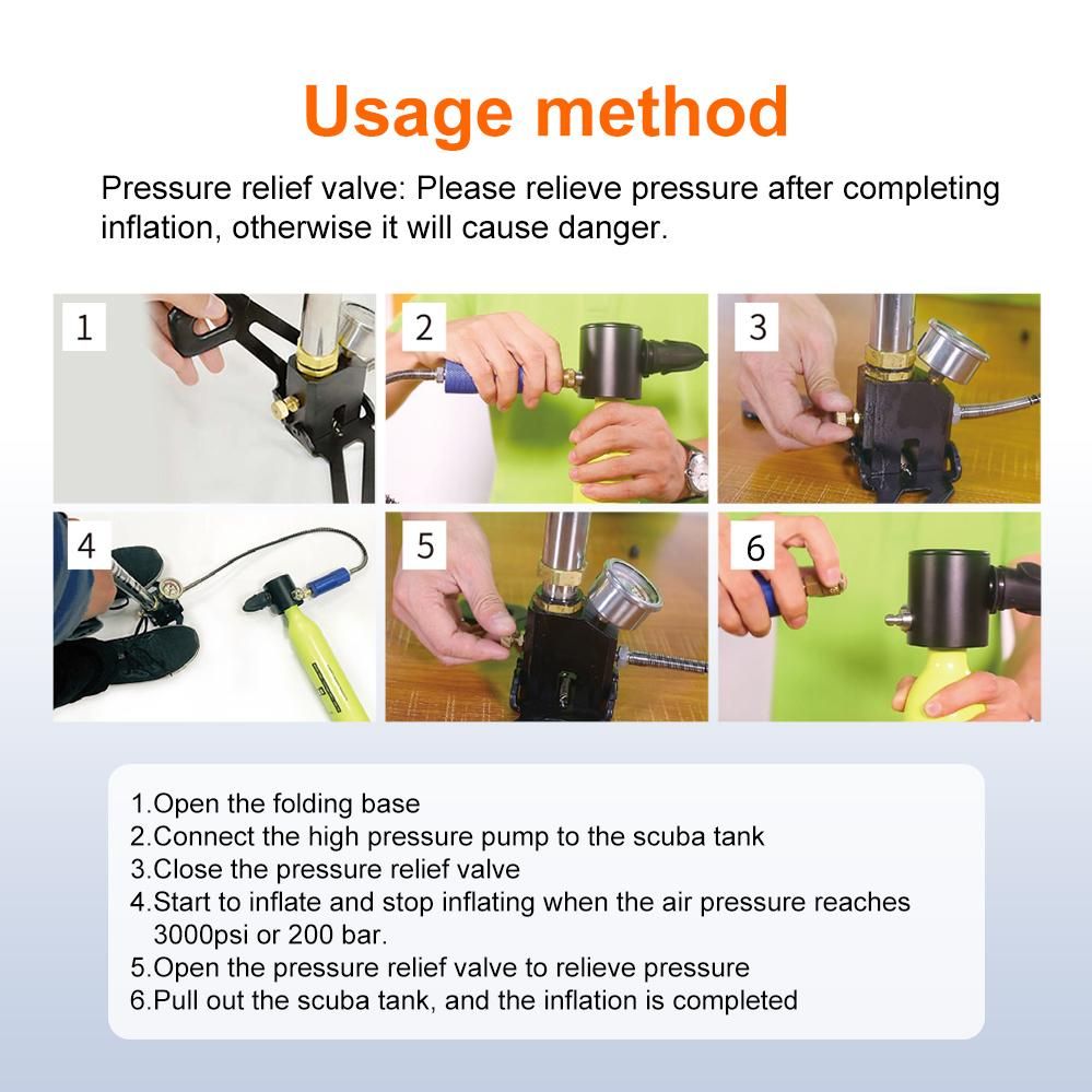 SMACO High Pressure Hand Pump Diving Oxygen Cylinder Inflator Operated Air Pump Compressor oxygen cylinder diving bottle