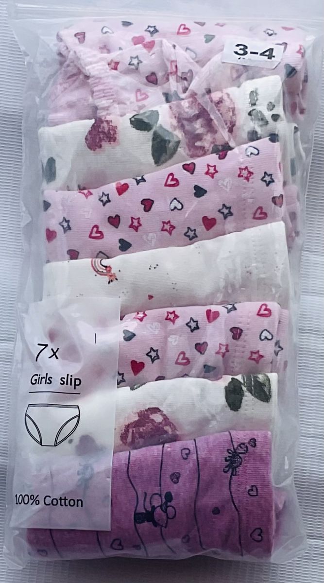 3-4 Yrs 7 Pack Colored Girls Briefs- A3
