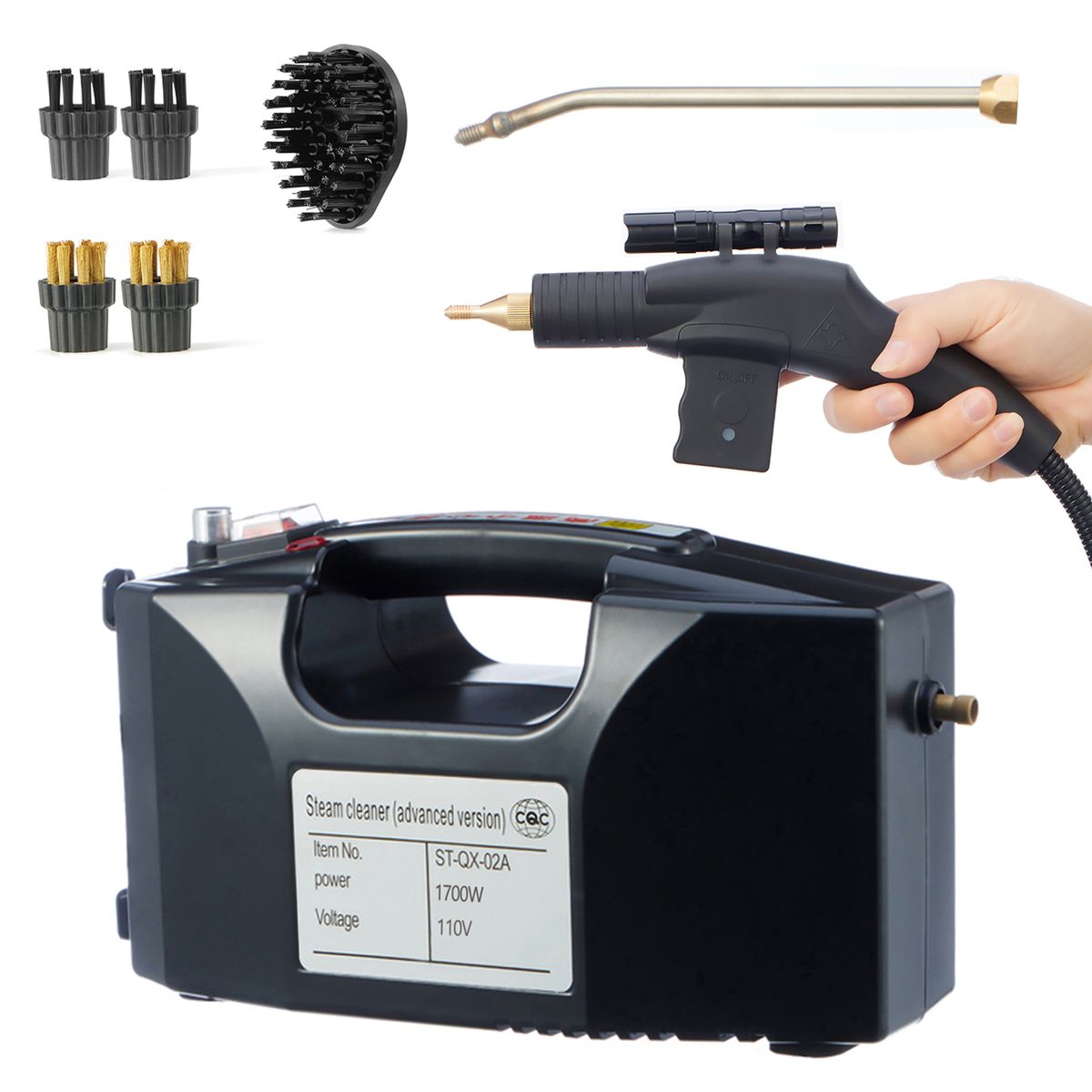 Handheld Steam Cleaner Kit With Extension Rod And 5 Cleaning