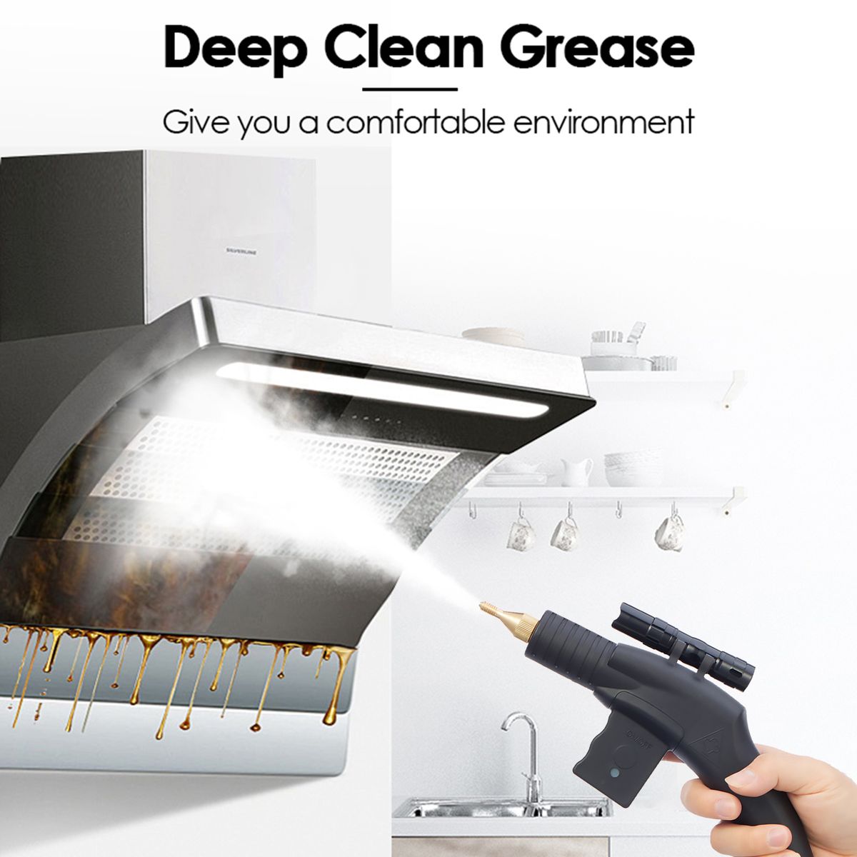Handheld Steam Cleaner Kit With Extension Rod And 5 Cleaning
