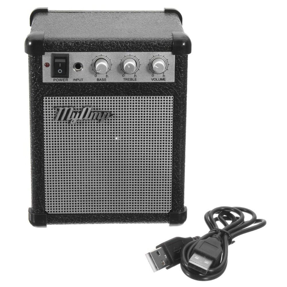 4 Inch Micro Portable 5watt Powered Guitar Amp Amplifier 4 Ohms With USB Black