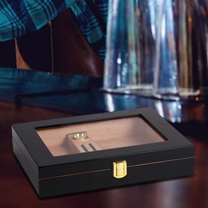 Portable  Humidor Case, Storage Box Glass Top  Box For
