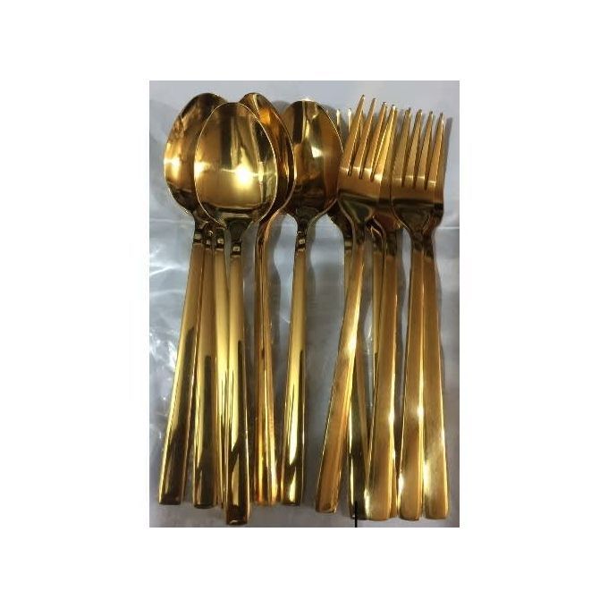 12 PCS Gold Plated Stainless Steel Spoon&Fork