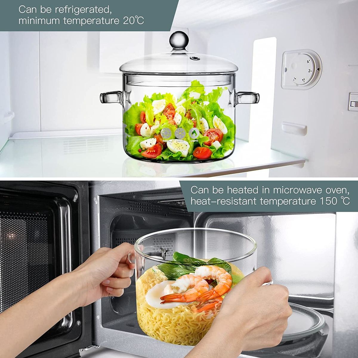 Transparent Clear Glass Cooking Pot + A Set Of Spatula