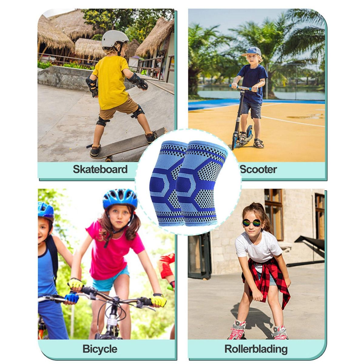Sports Elbow Pad Kids Soft Breathable Elbow Compression for Active Blue