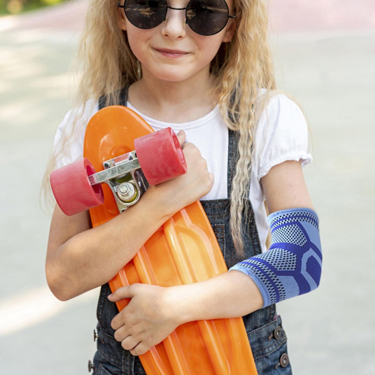 Sports Elbow Pad Kids Soft Breathable Elbow Compression for Active Blue
