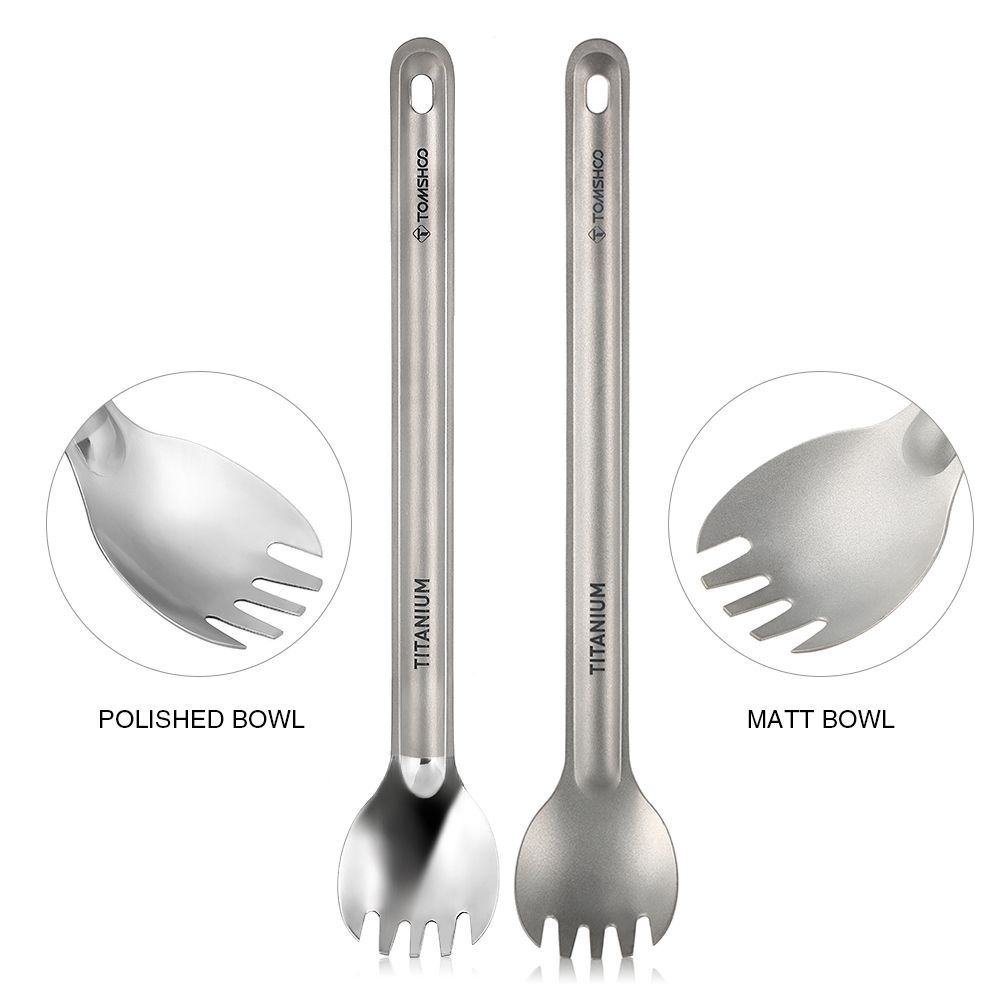 Titanium Long Handle Spork Outdoor Portable Matte