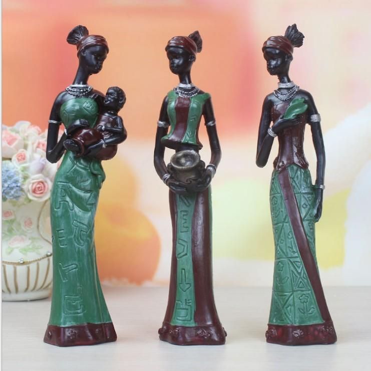 Manufacturers wholesale exotic style doll three-piece set resin handicraft creative home new house decoration 6*5.5*20CM yellow three-piece suit
