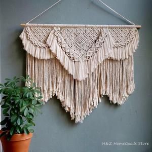 Large Macrame Tapestry Wall Hangding Geometric Art Wall Decor Bohemian Home Bedroom Background Chic Handicrafts Woven Tapestry