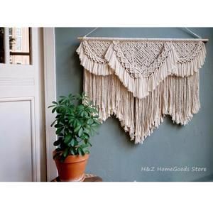 Large Macrame Tapestry Wall Hangding Geometric Art Wall Decor Bohemian Home Bedroom Background Chic Handicrafts Woven Tapestry