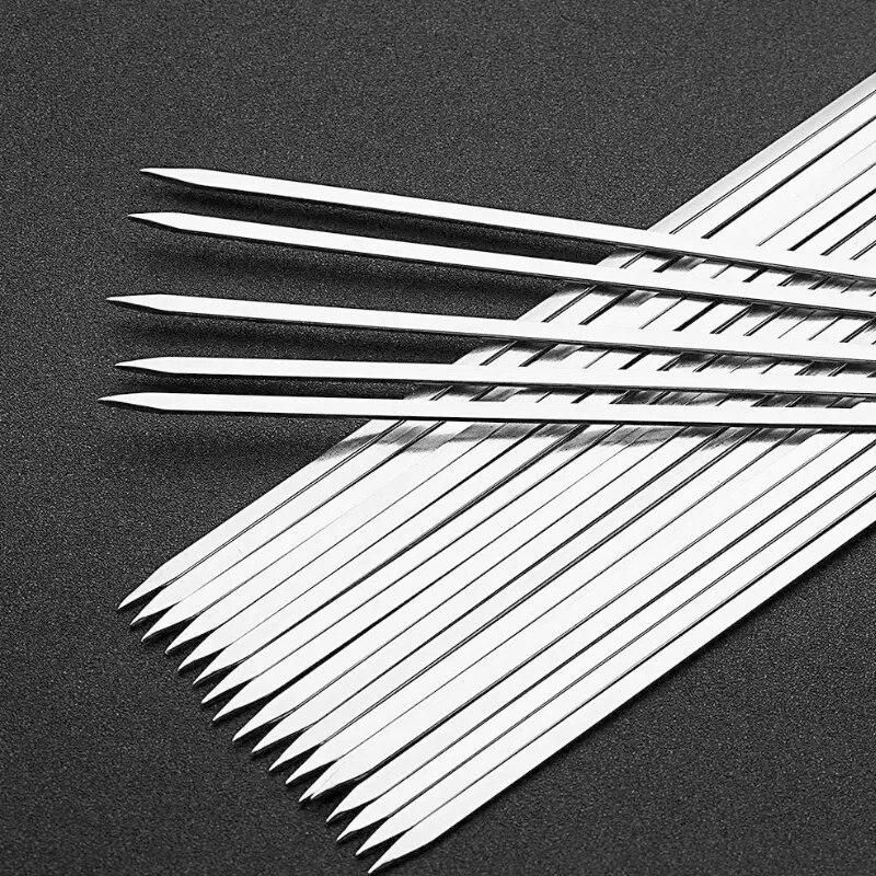10pcs Stainless BBQ Sticks Steel For Skewer Reusable For Outdoor Camping Picnic Tools Cooking tools Barbeque Tools