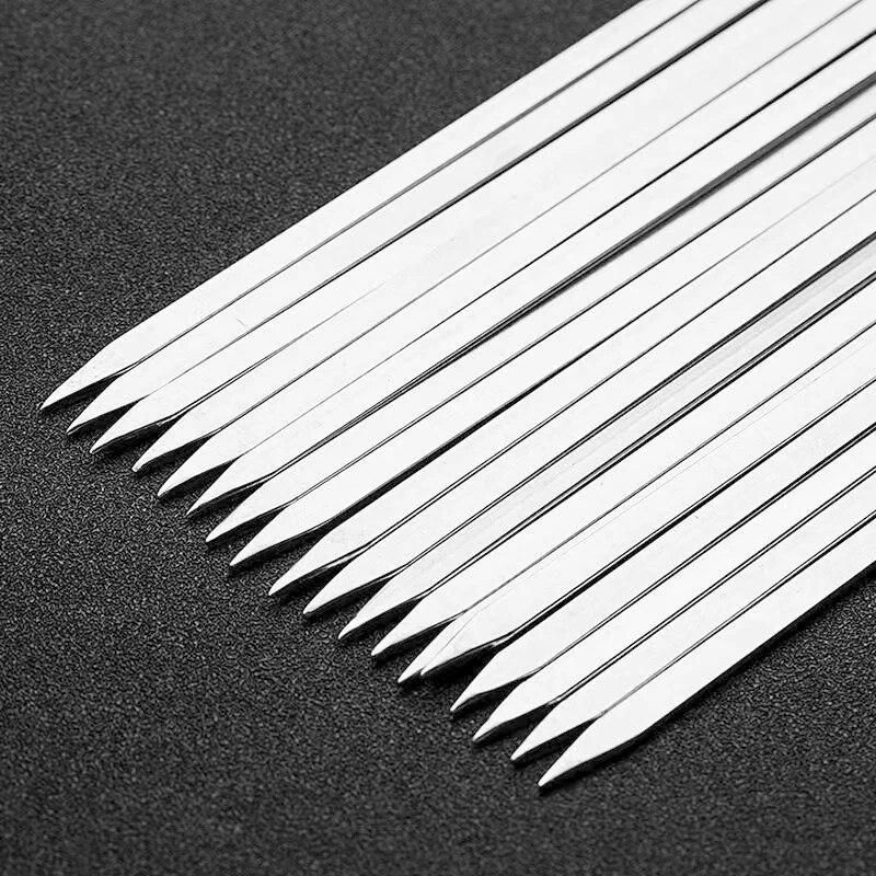10pcs Stainless BBQ Sticks Steel For Skewer Reusable For Outdoor Camping Picnic Tools Cooking tools Barbeque Tools