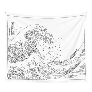 Black And White Wall Hanging Tapestry Japanese Tapestries Boho Bedspread Blanket Bohemian Style Hanging Yoga Mat