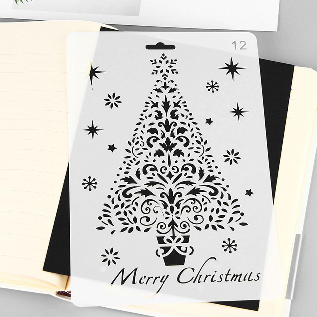 12pcs Drawing Stencils Christmas Painting Template Trees