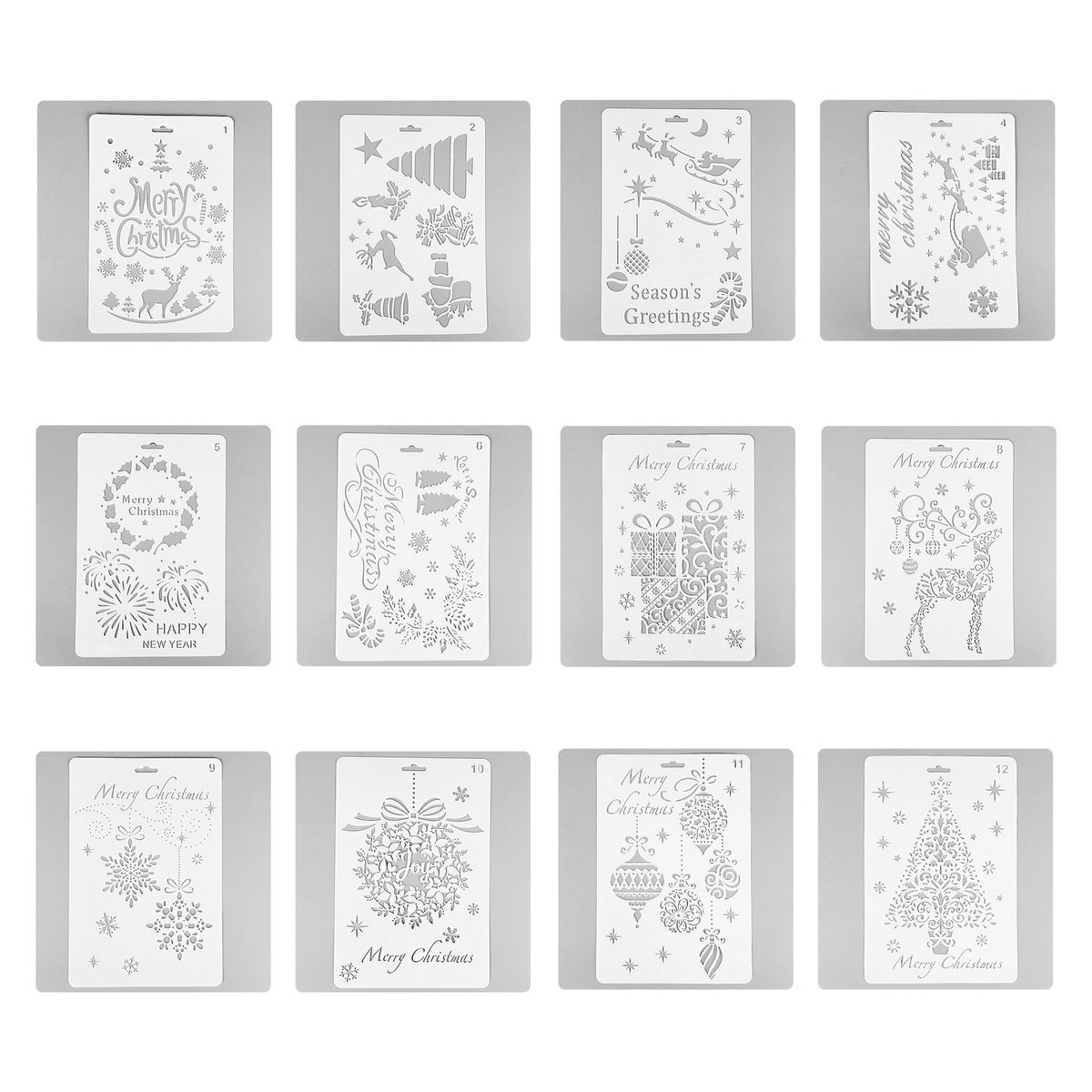 12pcs Drawing Stencils Christmas Painting Template Trees