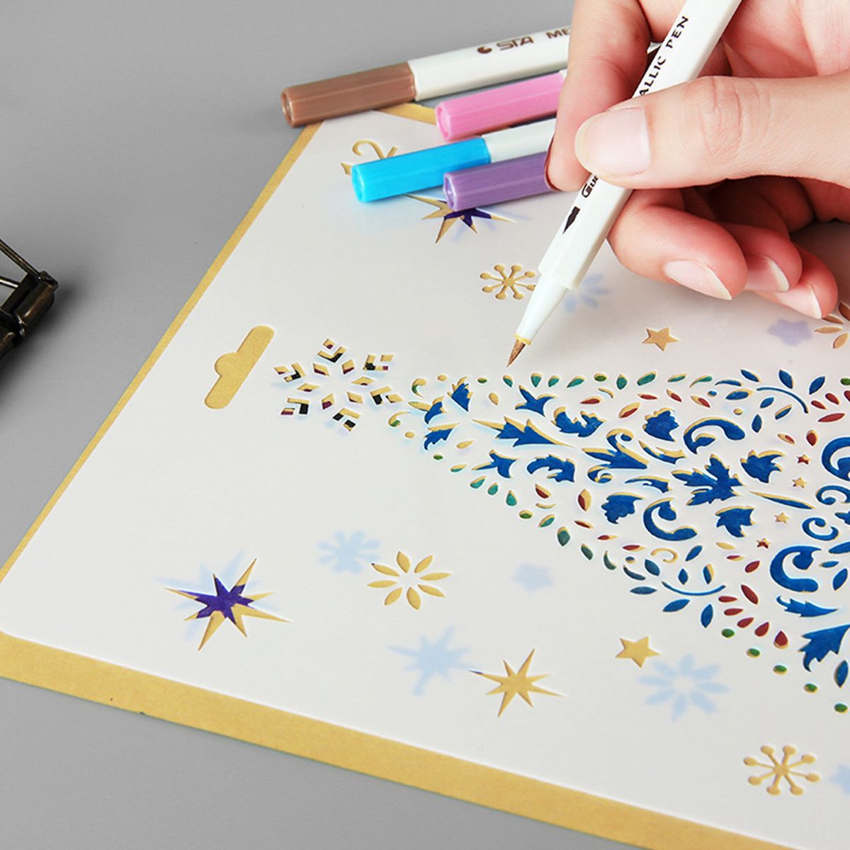 12pcs Drawing Stencils Christmas Painting Template Trees
