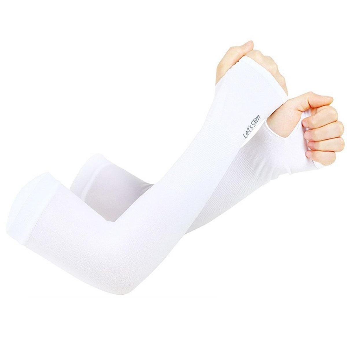 Coolshield Arm Sleeves Ice Silk Sun Protection for Outdoor Activities White