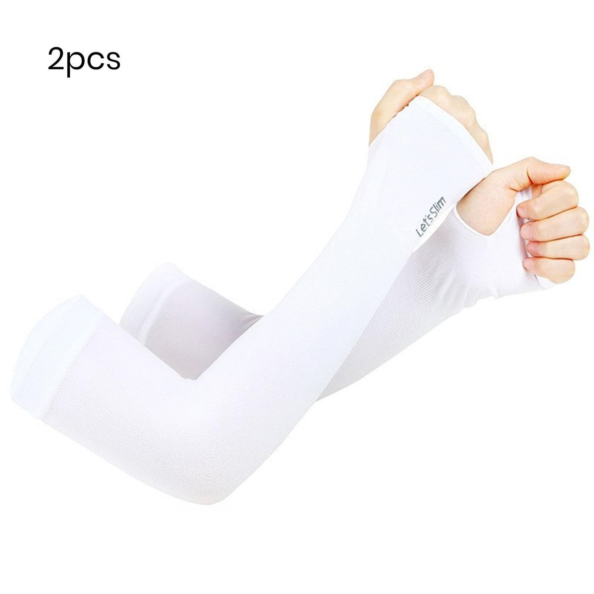 Coolshield Arm Sleeves Ice Silk Sun Protection for Outdoor Activities White