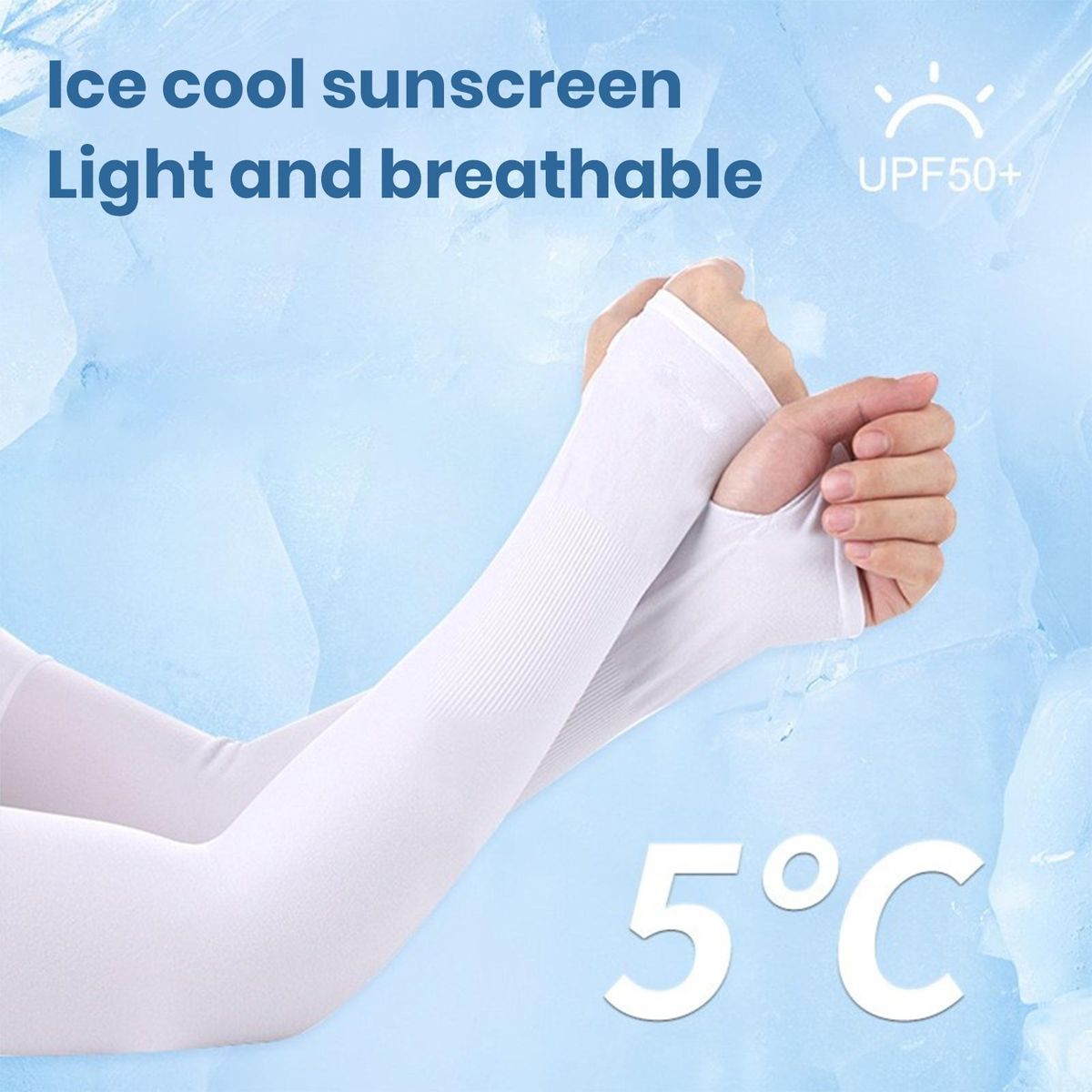 Coolshield Arm Sleeves Ice Silk Sun Protection for Outdoor Activities White