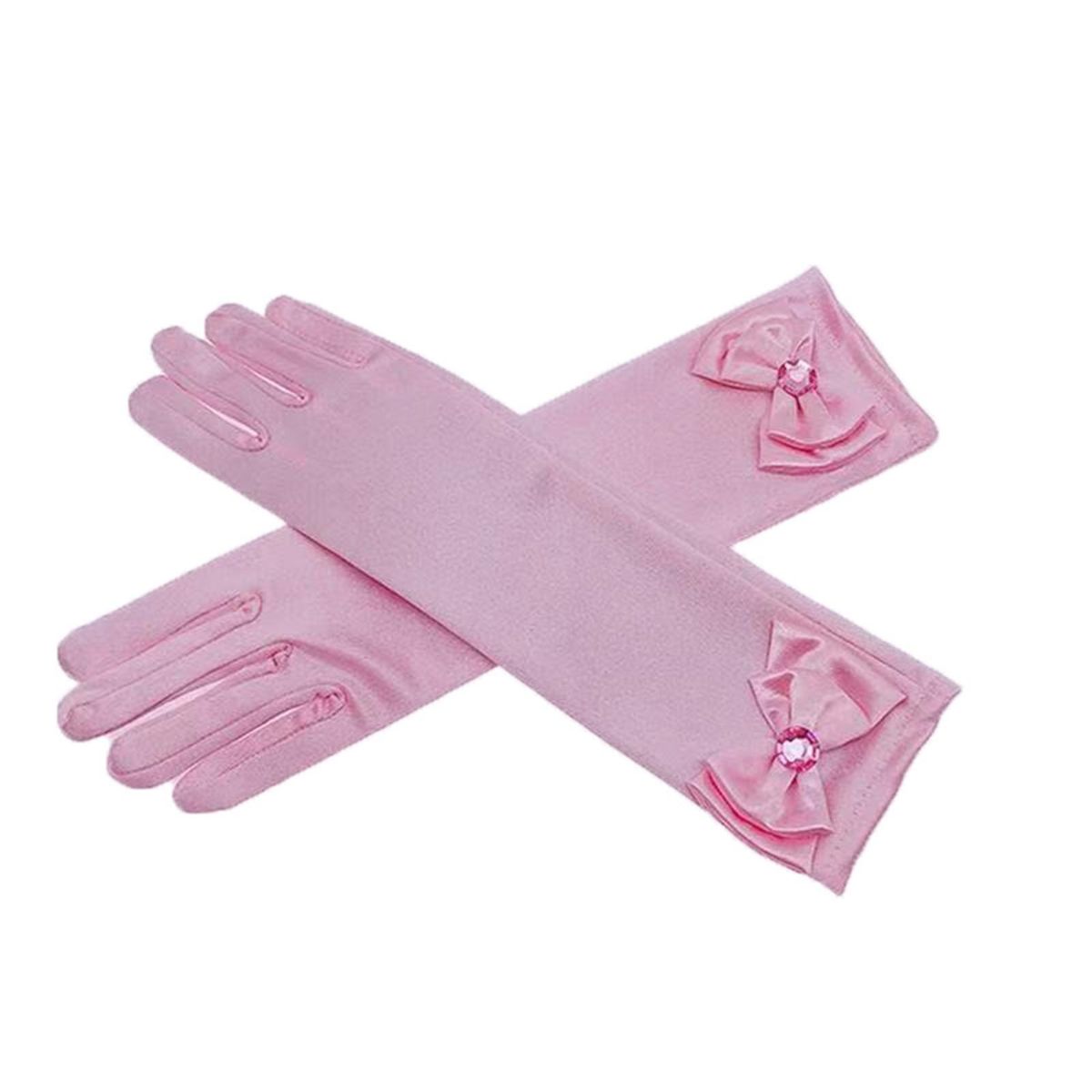 Girls Bow Gloves Enchanting Butterfly Bowknot Gloves for Kids Stage Pink